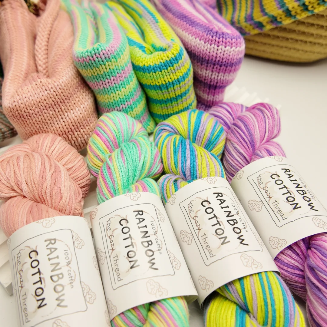 50g Gradient Pure Cotton Yarn, 100% Variegated Cotton Yarn, Suitable for Crochet, Knitting Sweaters, Hats, Scarves, Coats, Glove