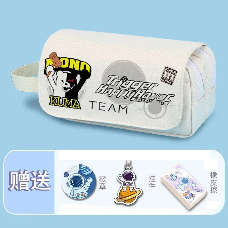 

2-слойный, черно-белый, Danganronpa, пенал в стиле аниме, сумка для ручек, пенал для студентов, детей, подростков, школьные принадлежности для девочек и мальчиков