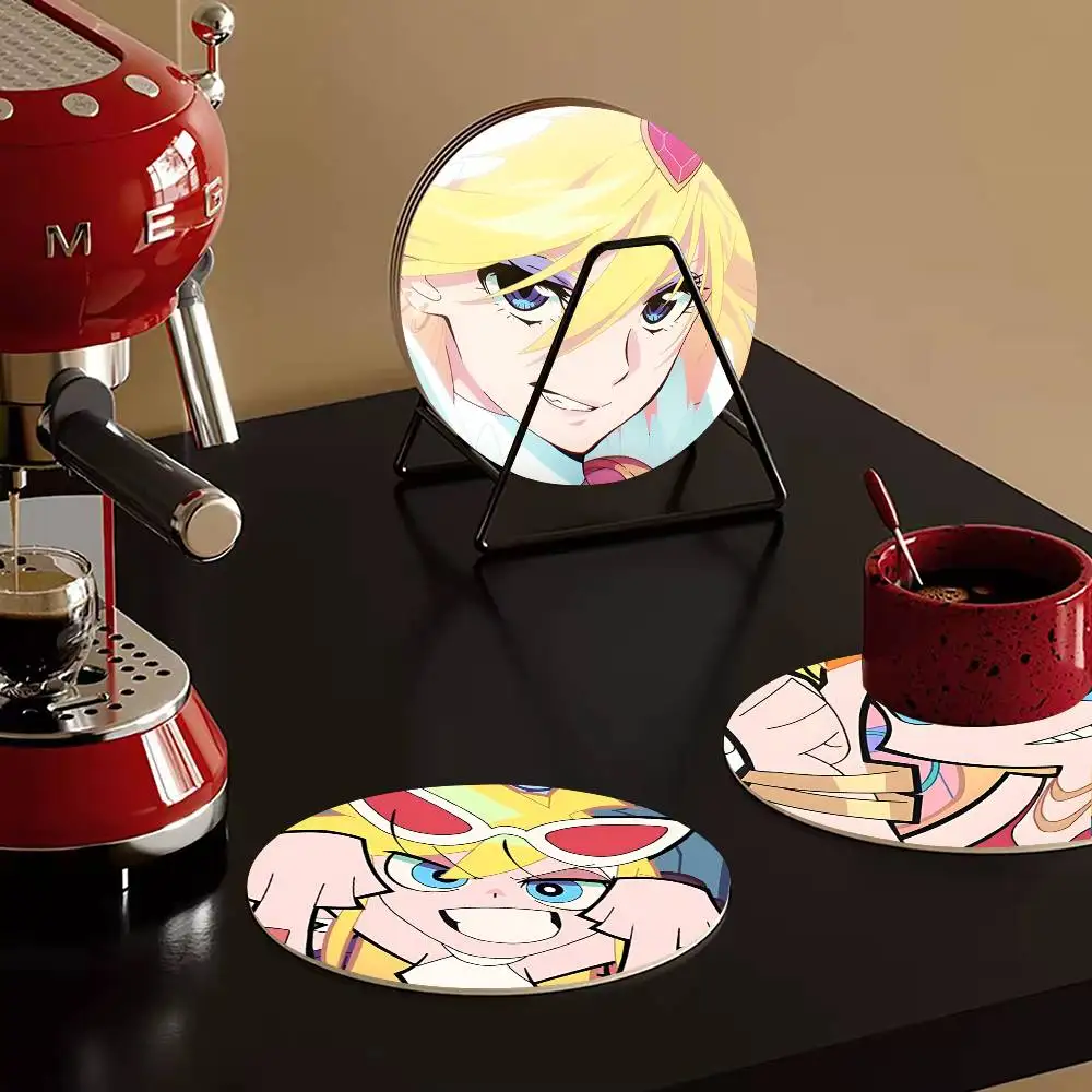 1pc Panty Stocking PaSwG PSG Wooden Coaster Colour Printing Cup Mat Home Desk Decoration Gifts view 6