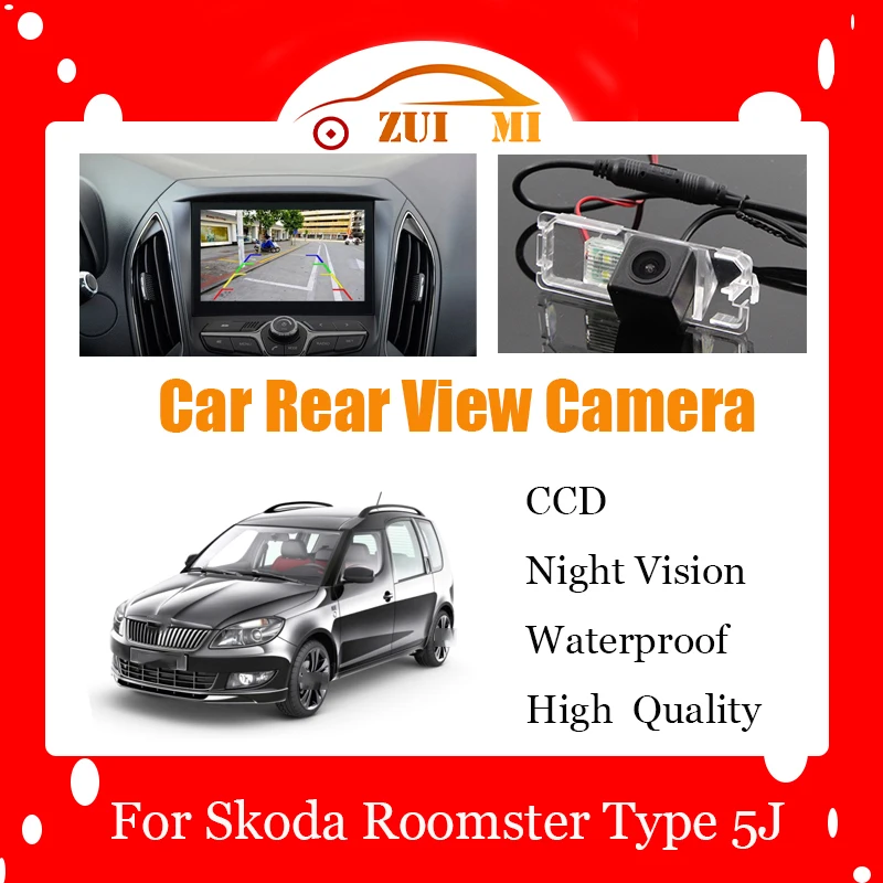 Car Reverse Rear View Camera For Skoda Roomster Type 5J 2006~2014 CCD Full HD Night Vision Backup Parking Camera Waterproof