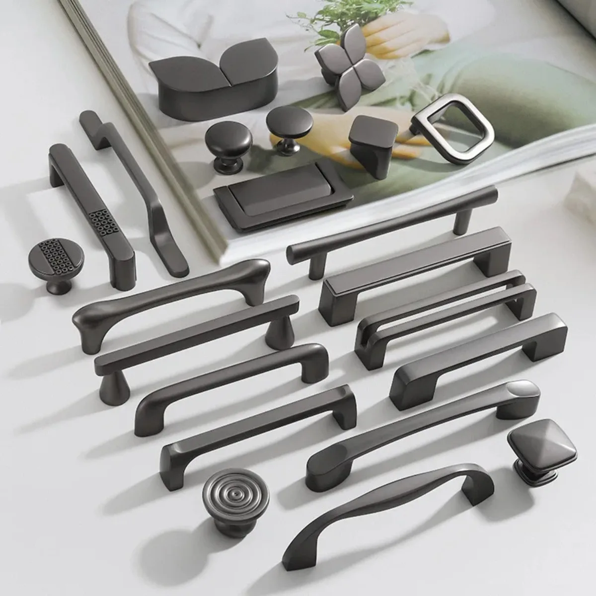 Modern Simple Style Furniture Handles Gray Zinc Alloy Handles for Cabinets and Drawers Various Styles and Sizes Cabinet Pulls