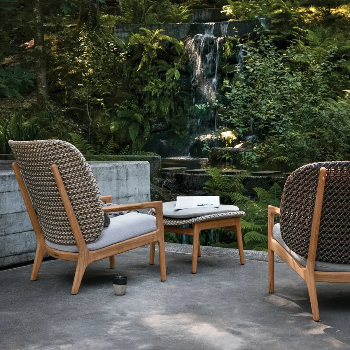 DSA Nordic outdoor leisure rattan rocking chair courtyard garden balcony outdoor teak rain and sun protection double rattan