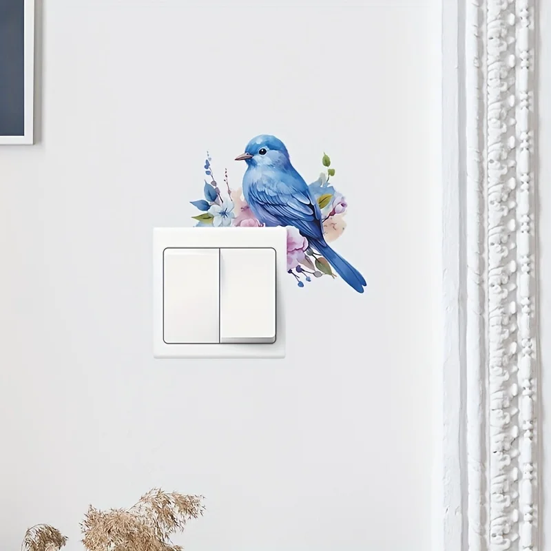Bird Flower Switch Stickers Not Fade Living Room Badroom Plants Animal Wall Stickers Removable Vinyl Decals DIY Home Decoration