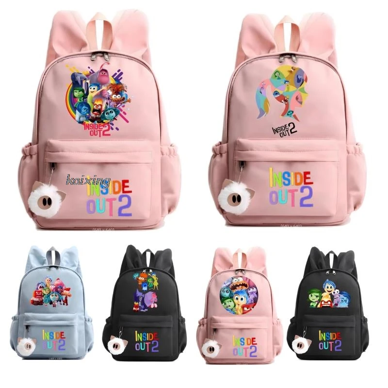 Hot Disney Inside Out2  Backpack Girls Boys Teenager Children Rucksack Casual School Bags Travel Rabbit Ears Backpacks Mochila