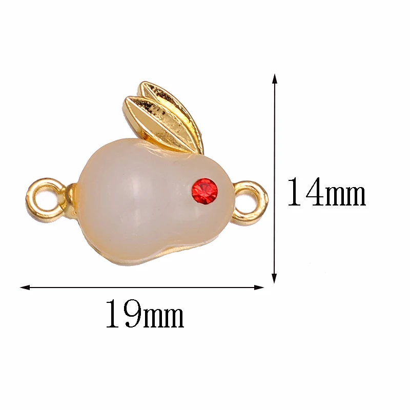 20Pcs/Lot Carnelian Gemstone Rabbit Pendant Accessory Diy Necklace Bracelet Kc Gold Connector For Jewellery Making Animal Charms