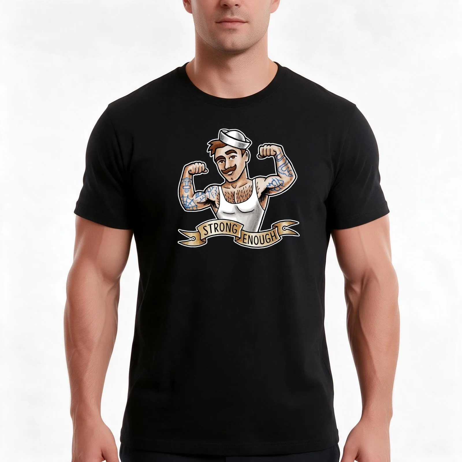 Strong Enough Sailor T-Shirt Summer Casual Cotton Tee Oversized Streetwear Tops Vintage Graphic Print Loose Fit Short Sleeve
