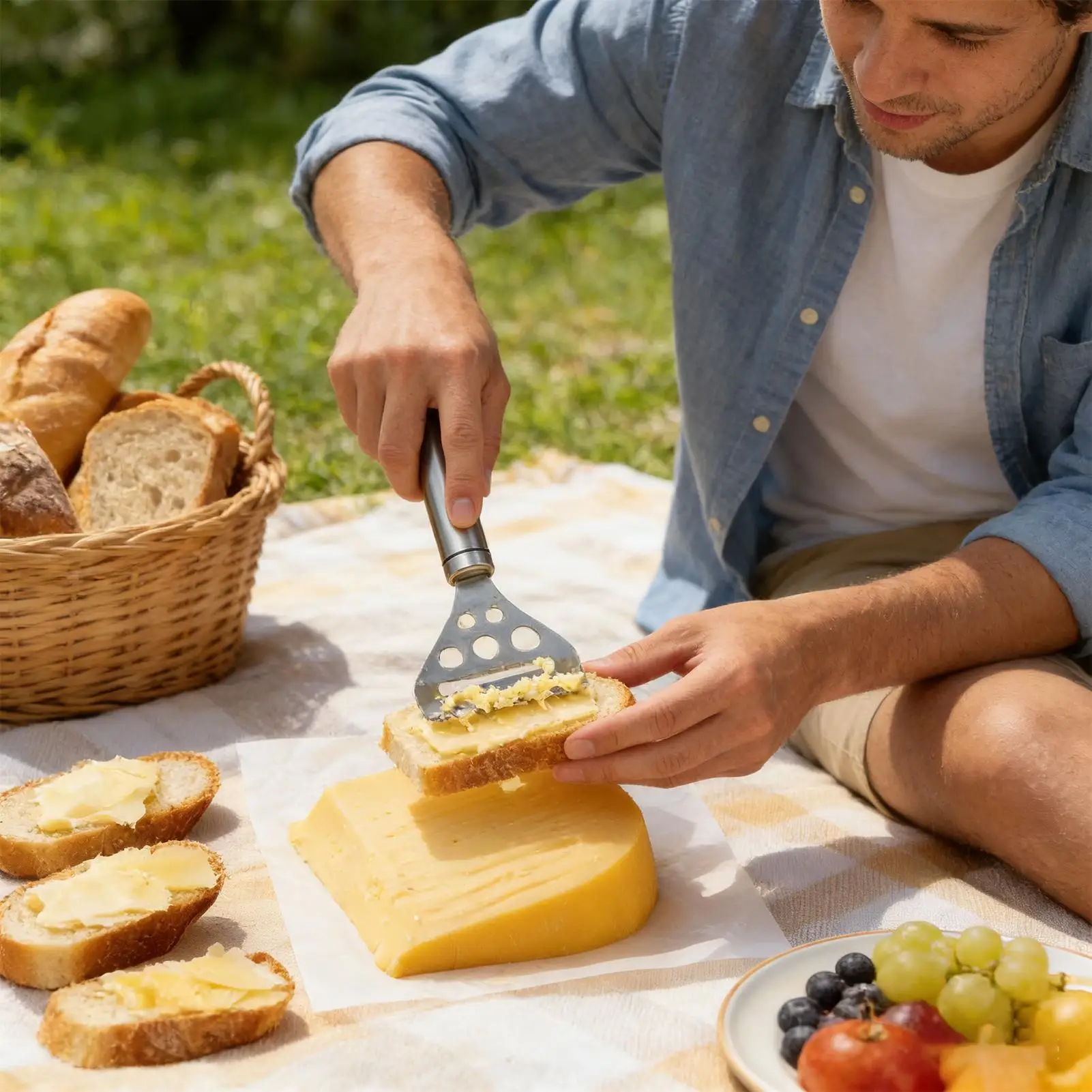 Cheese Slicer Stainless Steel Comfort Grip Metal Cheese Slicer Handheld For Gruyere Raclette Mozzarella Butter Food Home