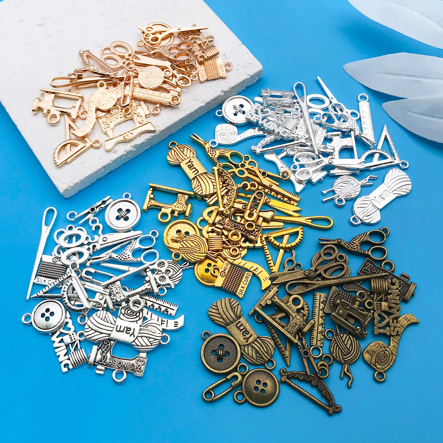 20/100pcs mixed zinc alloy sewing machine series, fashionable jewelry necklace making DIY craft Halloween Christmas accessories