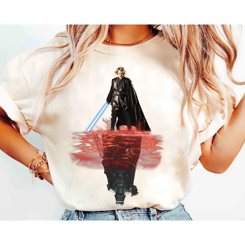 Star Wars: Anakin Skywalker, Espejo de agua, Darth Vader, Ropa de calle de moda informal de algodón para hombres y mujeres nuevos de las cuatro estaciones