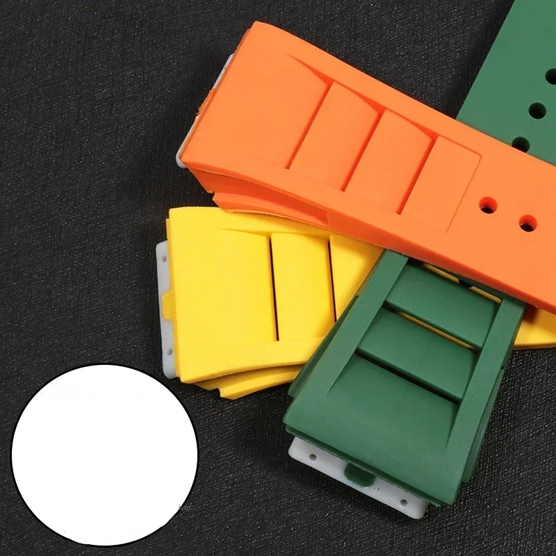 Rubber Watch Band for Richard Mille Waterproof Sweat-Proof Soft Comfortable Silicone Watch Strap Raised Mouth 25mm Wrist Strap
