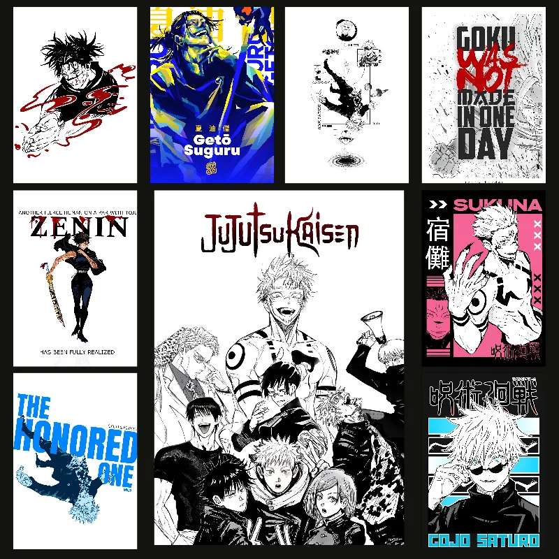 

Anime J-Jujutsu K-Kaisen Poster Self-adhesive Art Waterproof Paper Sticker Coffee House Bar Room Wall Decor