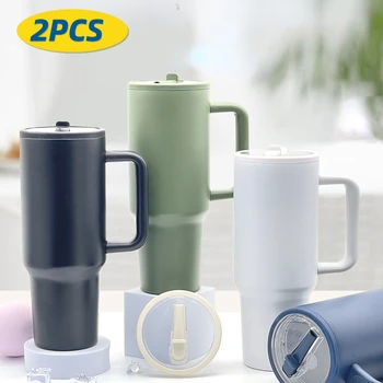 HydroJug 여행자 텀블러, 스테인레스 스틸, 진공 단열, 자동차 머그잔, 이중 벽, 열 아이스 여행, 40OZ 빨대 뚜껑, 2 개 