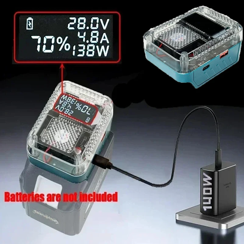 

Bidirectional Charge and Discharge 140W PD3.1 Digital Display Adapter Voltage Converter Compatible for Makita 18V Li-Ion Battery