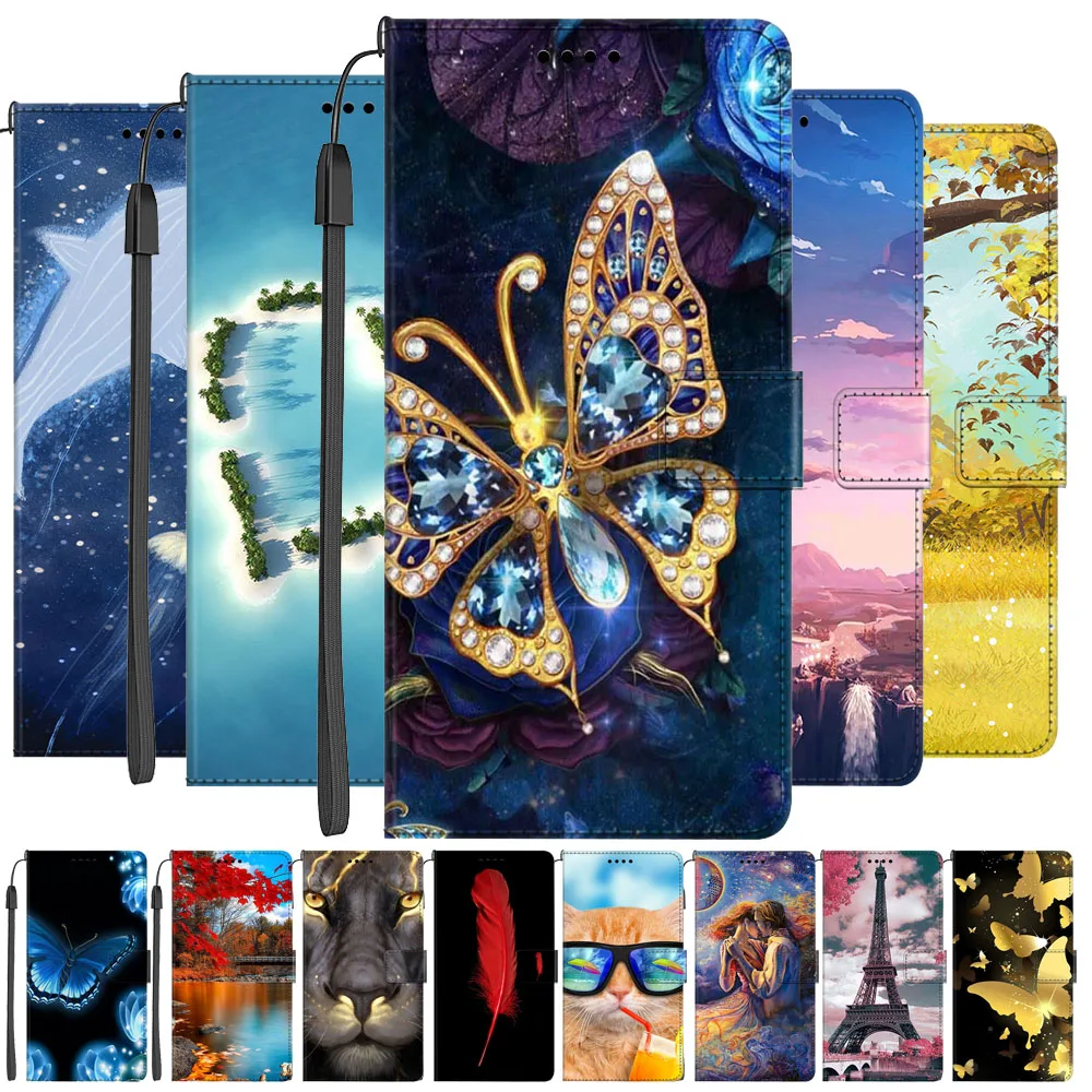 Leather Book Case For OPPO Reno12 Pro 5G Luxury Wallet Flip Cover For Reno13 F 5G Phone Cases Cute Butterfly Card Holder Bags