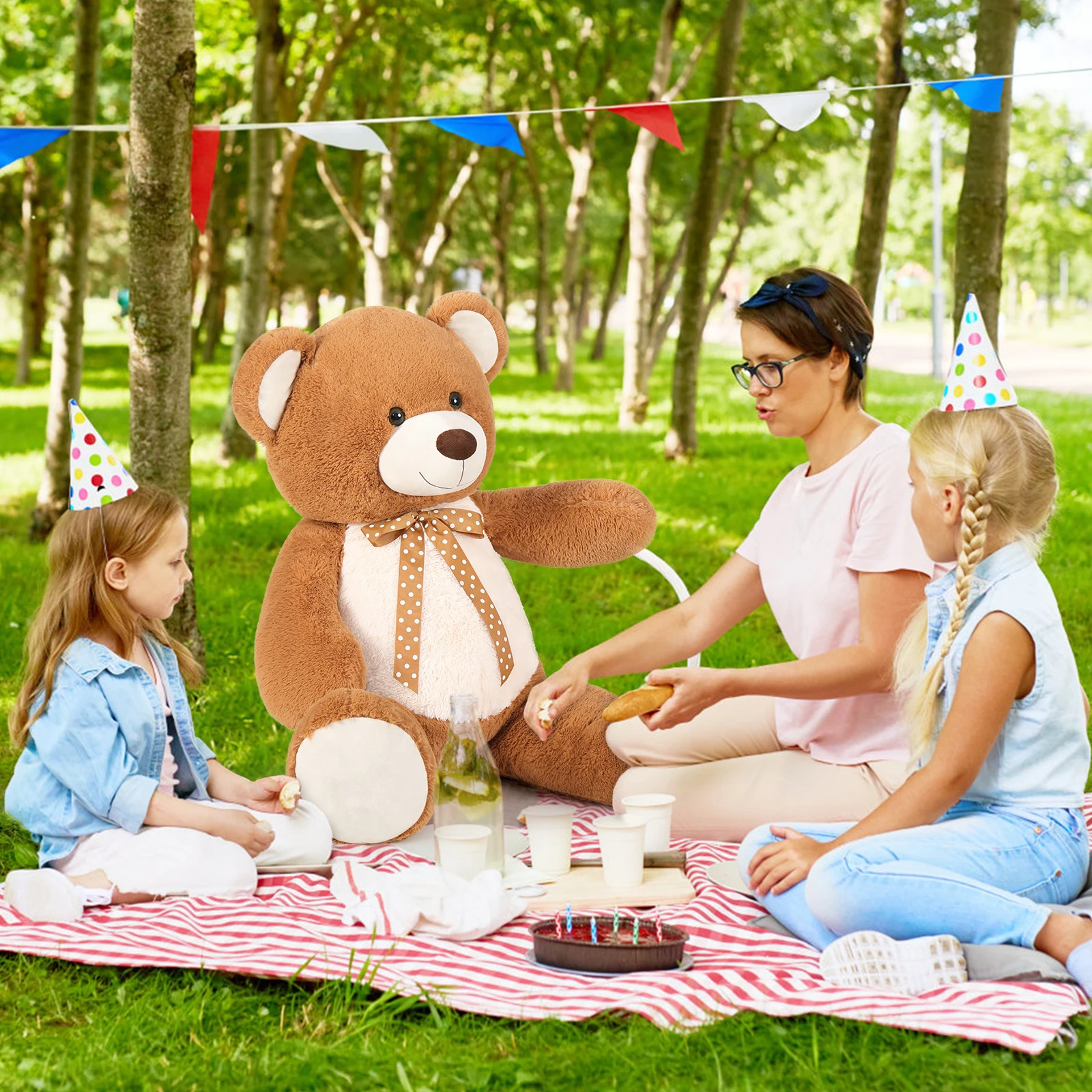 MorisMos Riesen-Teddybär, 1,2 m, Stofftier für Freundin, großer kuscheliger großer Bär für Kinder, Babyparty-Dekoration, Lebensgröße