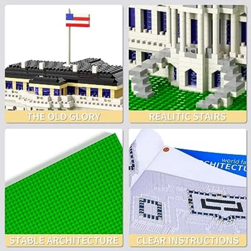 White House, Miniature Building Blocks, Collector's Model Set, Living Room Decoration Building Blocks, Splicing, Christmas