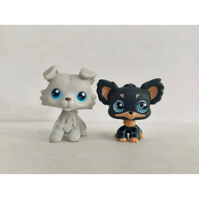 2pcs/lot LPS Toys Littlest Pet Shop Grey Black Dog #363#7073 Animal Figures