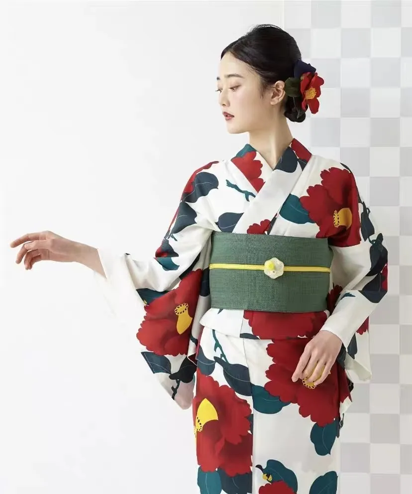 

Japanese traditional women's kimono yukata vintage polyester chemical fiber folding wear soft skin-friendly