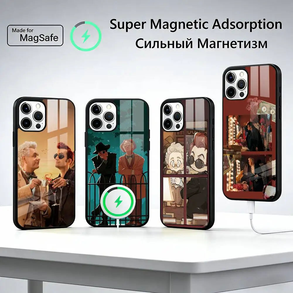 

Good Omens Aziraphale Crowley For Magsafe Phone Case for iPhone 17 16 15 14 13 12 11 Series Wireless Charging