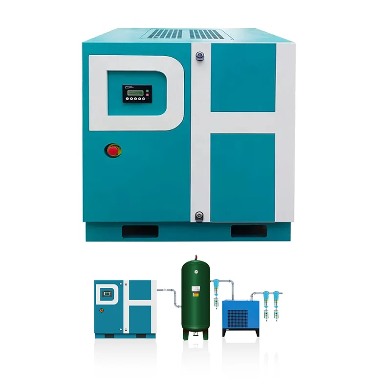 

Hot sales manufacturer 7.5KW 15KW 22KW 75KW 8Bar 10bar electric oil free silent industrial rotary screw air compressor