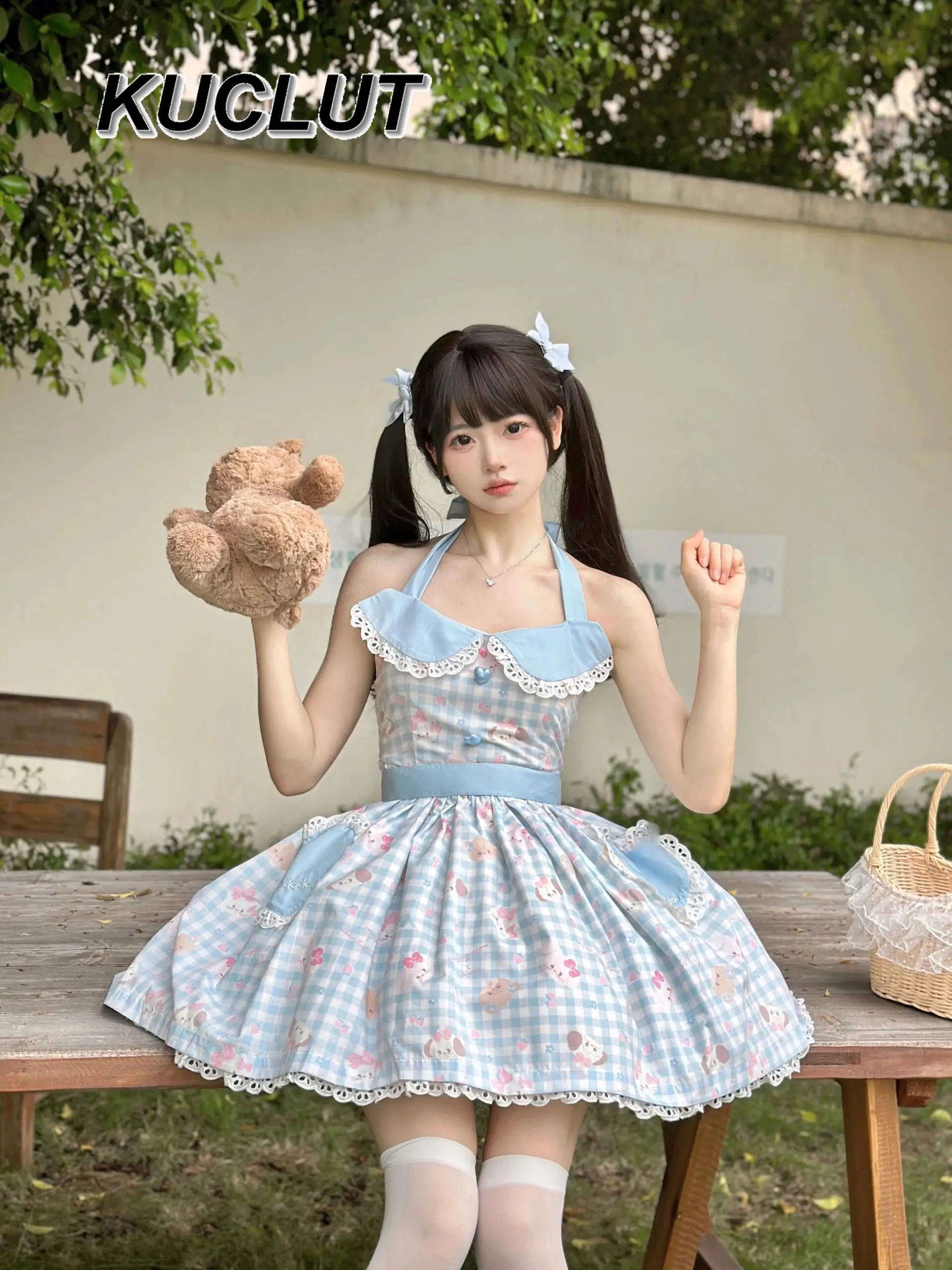 

Sweet and Cute Girl Hanging Neck Waist Looking Thin Puffy Lady Short Dress Fashion Casual Elegant Women'd Dresses Summer