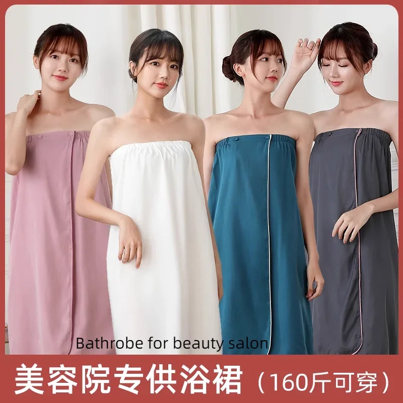 Bathroom Wearable Cotton Bathrobe for Women, Shower Soft Bath Towel for Adults, Home Beauty Salon, Sweat Sauna Towels