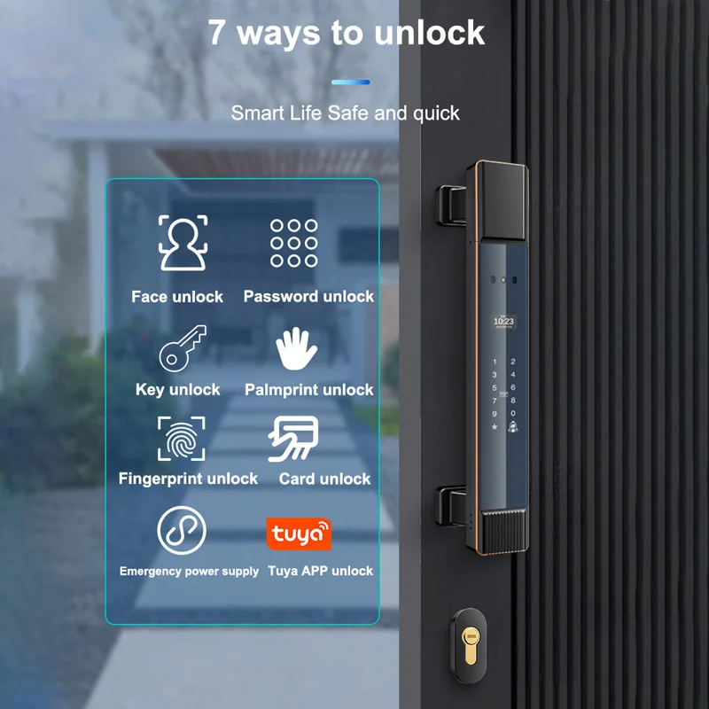 Glomarket Fechadura Waterproof Face Palm Print Biometric Eletronic Lock Body Digital Fingerprint Tuya Smart Door Lock