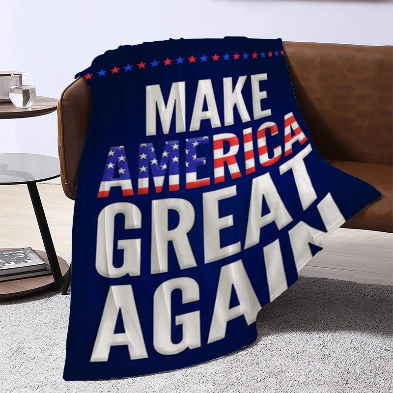 

Trump's Campaign Slogan MAKE AMERICA GREAT AGAIN Blanket Sofa Blankets for Bed Furry Winter Throw Fluffy Soft & Throws Baby Beds