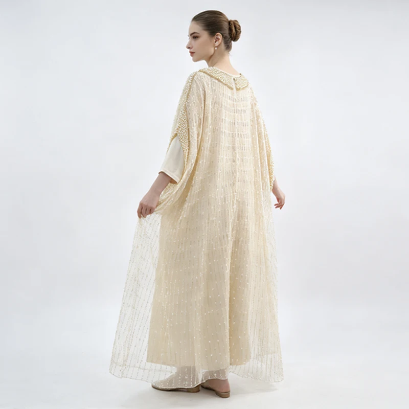 Hochwertiges Luxus-Maxikleid aus Mesh für Damen, mit Strass-Verzierungen, Elegantes Abendkleid für Bankette, Hochzeiten und Formelle Anlässe – Detail 10