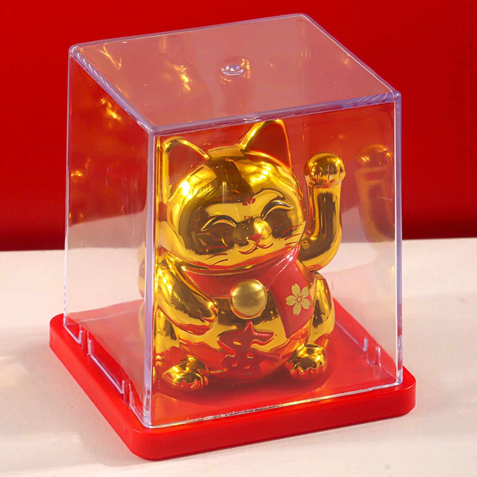 Lucky Cat Waving Arm Statue Solar-Powered Smiling Lucky Cat Ornament Suitable for Home Office Desktop Decoration Crafts