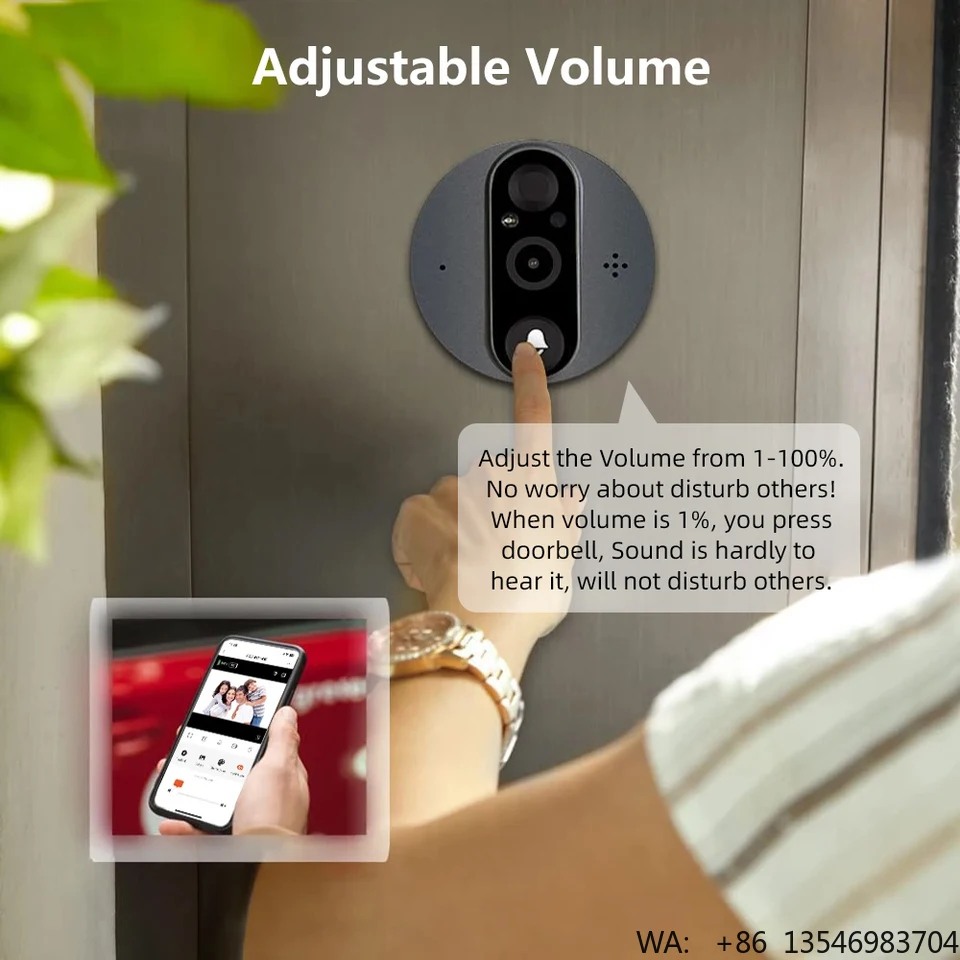

3MP Smart Life Tuya 1080P WiFi Door Bell Eye Peephole Camera 5000mAh Battery PIR Motion Detector IR Alexa Google Digital Viewer