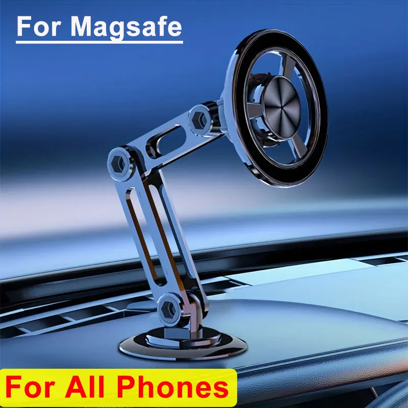 For Magsafe 720 Rotate Metal Magnetic Car Phone Holder Foldable Phone Stand Air Vent Magnet Mount GPS Support For All Phone