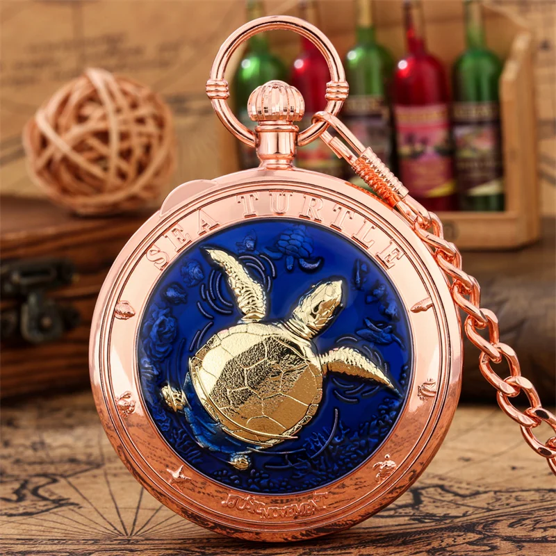 Retro-Taschenuhr mit Meeresschildkröten-Motiv, Quarzwerk, „Castle in the Sky“-Musikuhr mit Anhängerkette, Geschenk – Detail 7