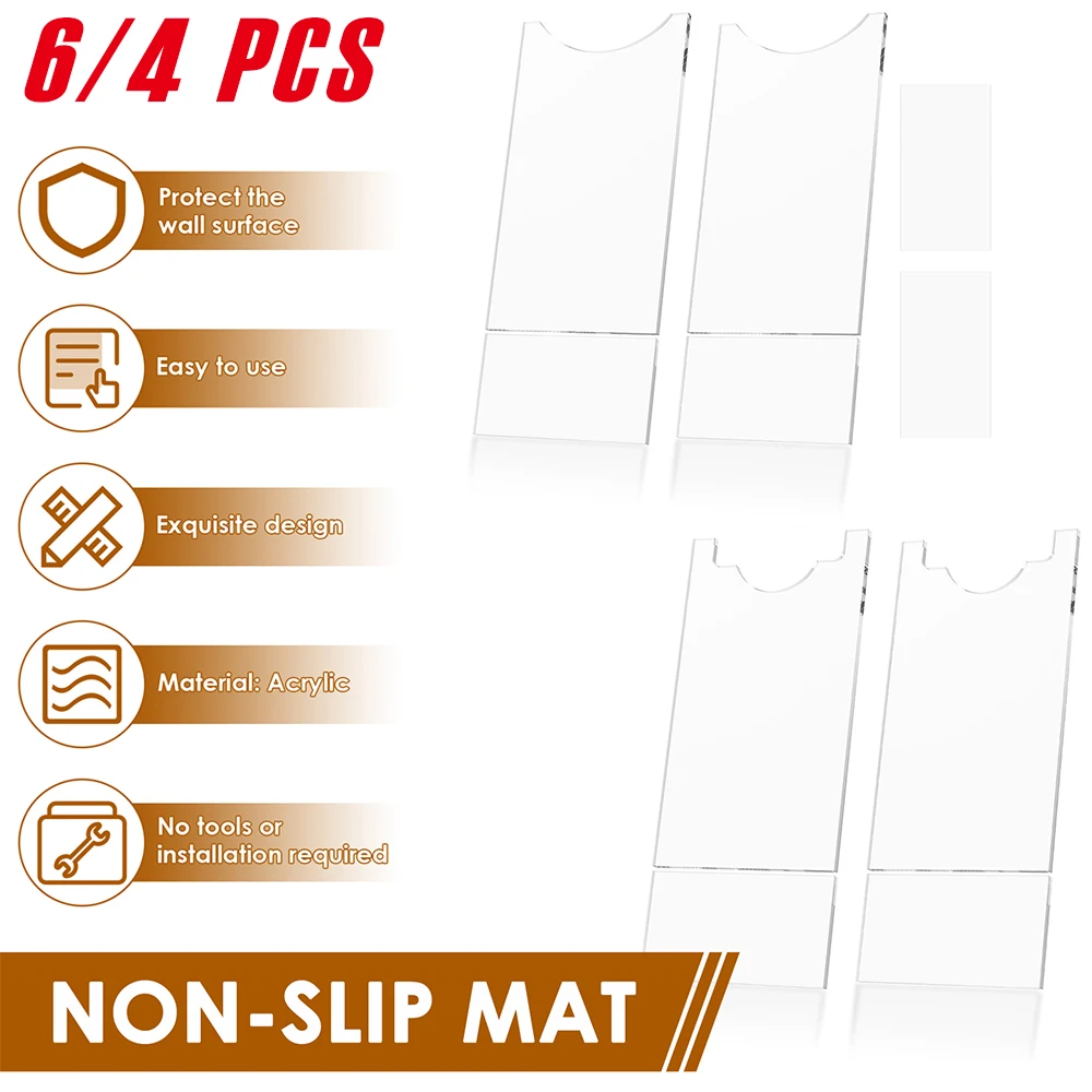 6/4 Pcs Transparent Couch Spacer 5mm Thick Acrylic Universal Wall Spacer Functional Nonslip Beds Stoppers for Protects Walls