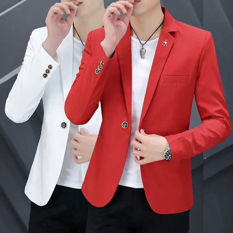 

Slim Fit Casual Men's Jaet New Sle Korean Version Color Small Suit Trendy Top irt Haome Men's Western Suit