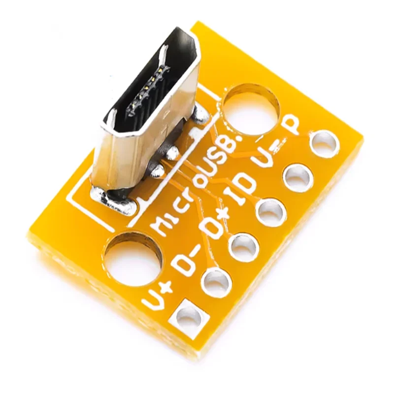 Vertical MiCroUSB female socket PCB soldering adapter board soldering socket 180 degree vertical female head test board