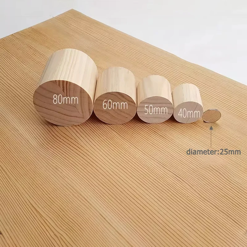 Wooden Solid Cylinder Diameter 3-5cm Height 3-10cm Unfinished Wood Block for DIY Building Model Woodwork Craft Kids Toy Puzzle