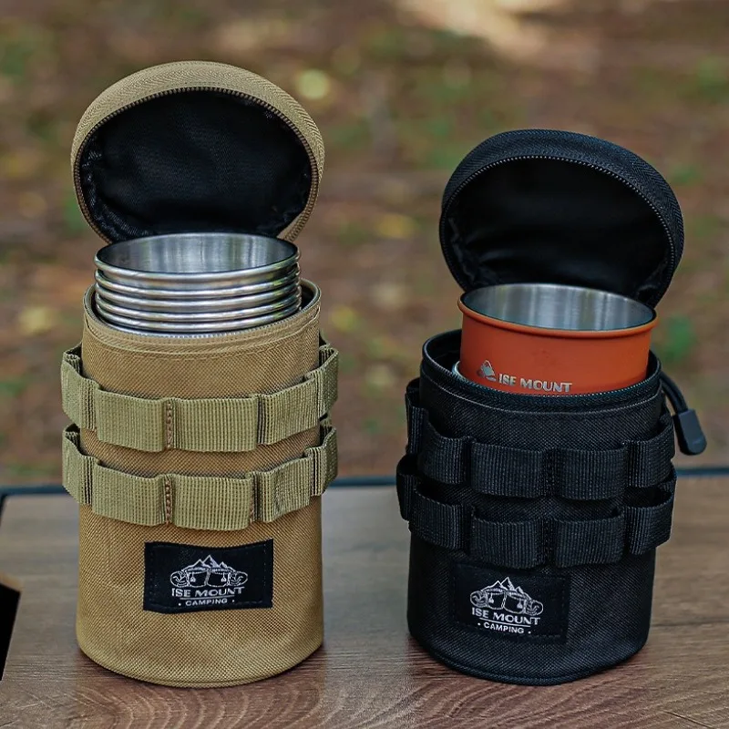 في الهواء الطلق التكتيكية متعددة الوظائف حقيبة التخزين حامل أكواب البيرة كوب ماء العزل الغطاء الواقي التخييم التنزه كوب ماء حقيبة