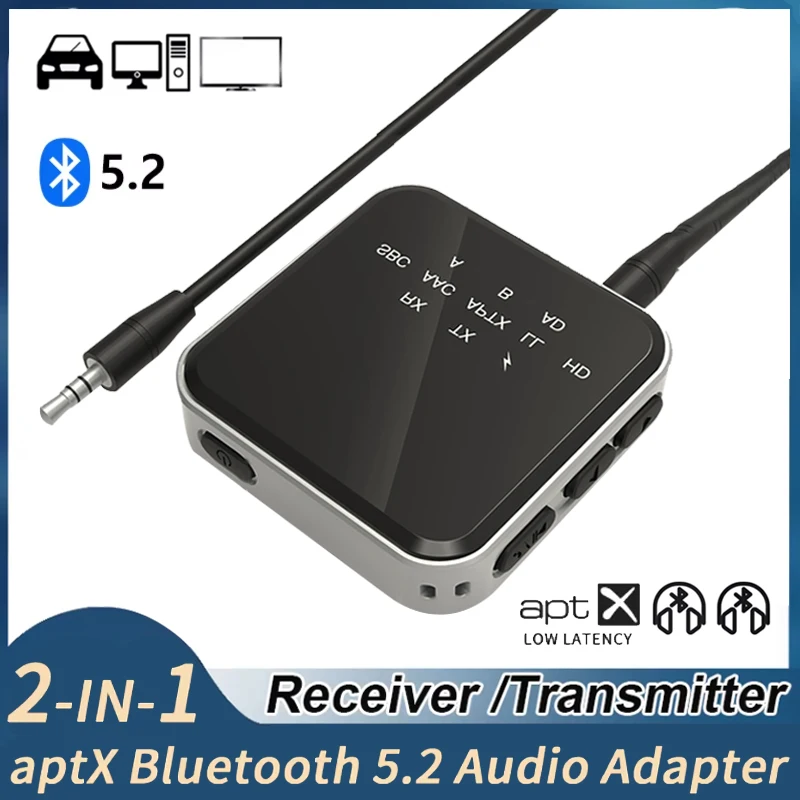 aptX-LL/HD/адаптивный Bluetooth 5,2 аудиоприемник с низкой задержкой, адаптер-передатчик, 3,5 мм Aux беспроводной стерео музыкальный адаптер 2 в 1