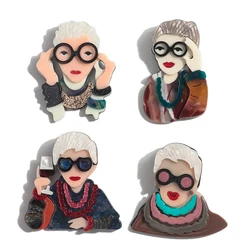 Vintage Acrylic Handmade Trendy Grandma Brooches for Women Elegant Lady Brooch Lapel Pins Clothing 2024 Trend Accessories