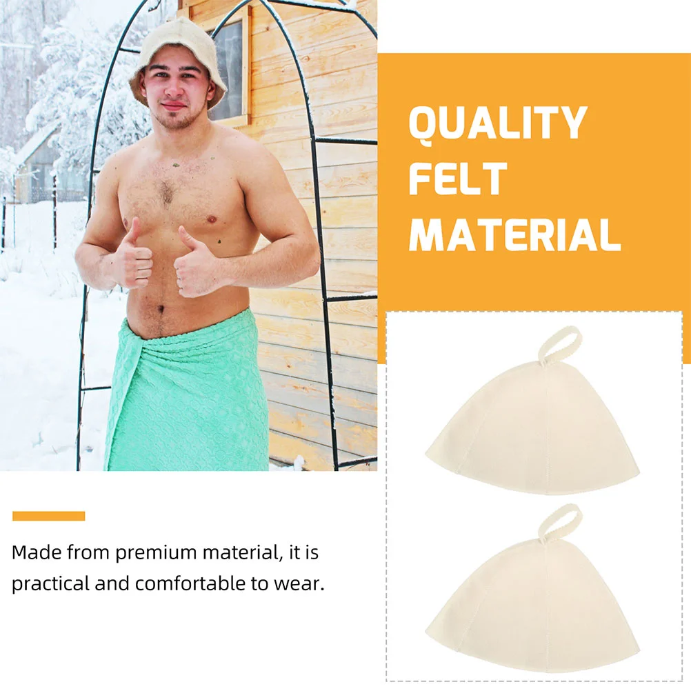 3 Pcs Felt Sauna Hat Thickened Caps Foldable Bathing Shower Reusable Heat Insulation Hats Spa Portable