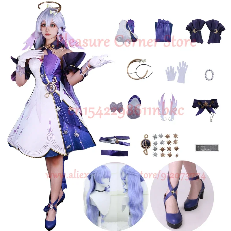 In Stock XS-3XL Honkai Star Rail Robin Cosplay Costume Full Set Robin Cosplay Outfit Dress Uniform Robin Cosplay Wig Shoes