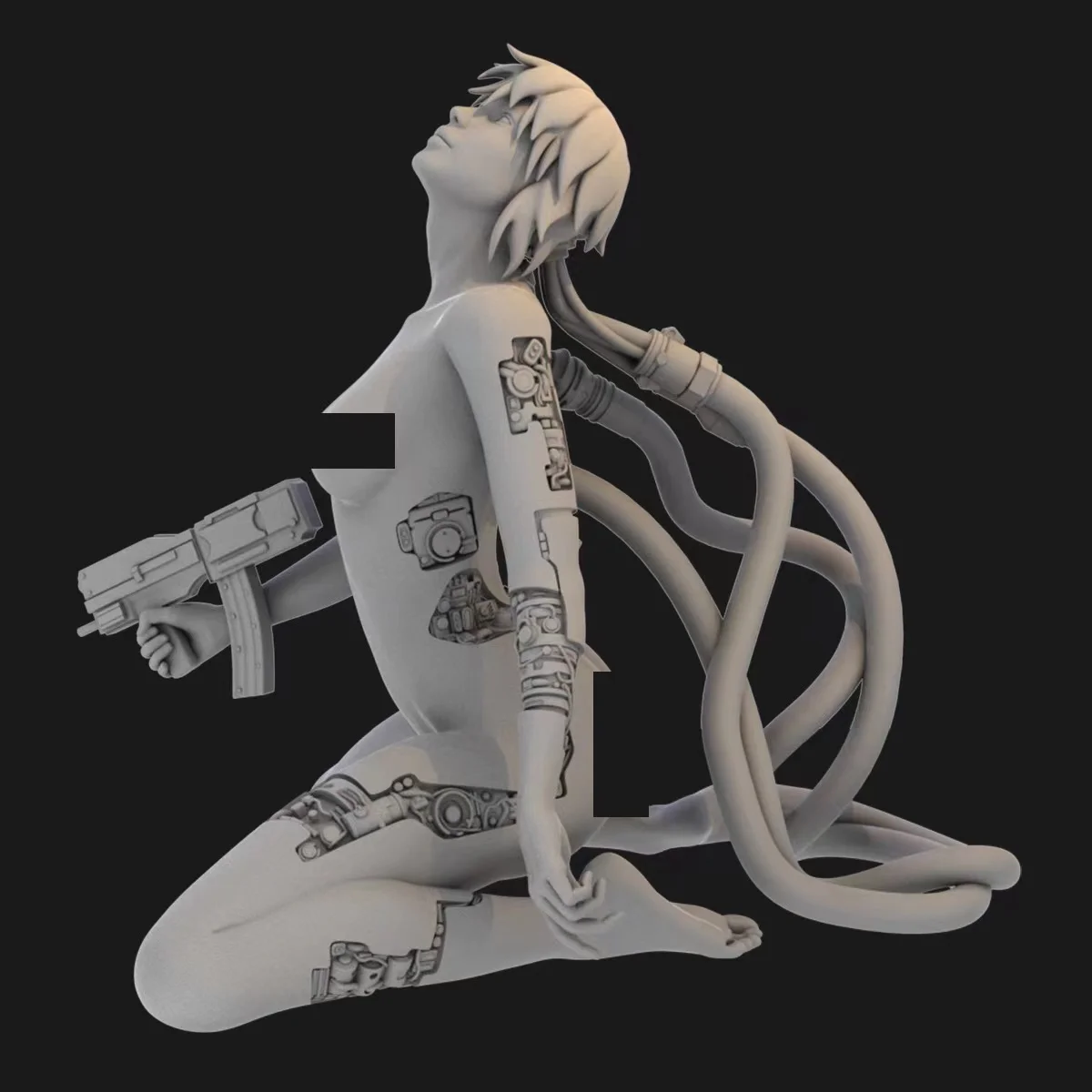 1-24 Shell Attack Mobile Team Grass Shaving Suzi GK White Model Doll 3D Printing Resin figure Model