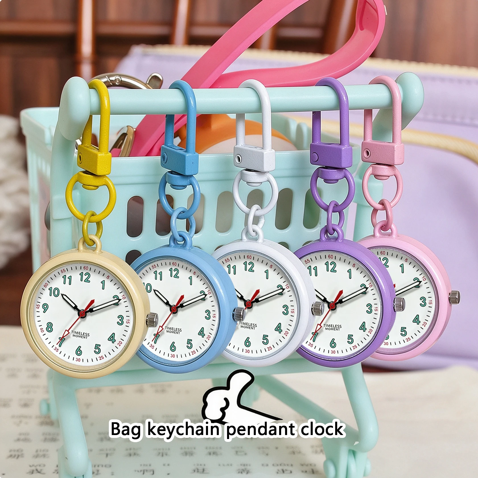 1pc keychain watch, nurse watch, pocket watch, student exam watch, pocket watch, minimalist large dial, keychain pendant watch
