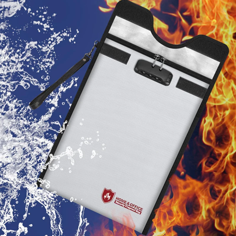 

Fireproof Waterproof Document Bag With Zipper Combination Lock Anti-Theft Faraday Protection For Passport Money Electronics