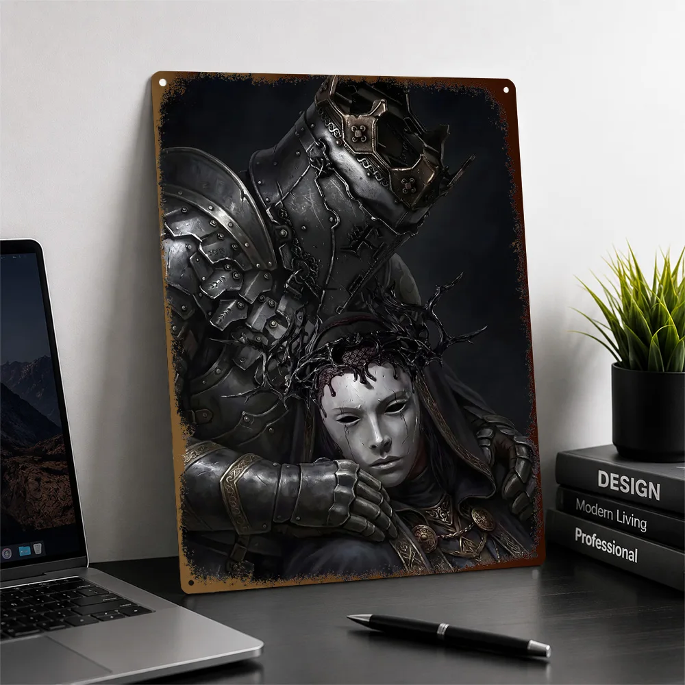 Mortal Shell II Armored Duo Portrait Textured Metal Poster Graphic Wall Art For Bedroom Personalized Aluminum Sign Birthday Gift