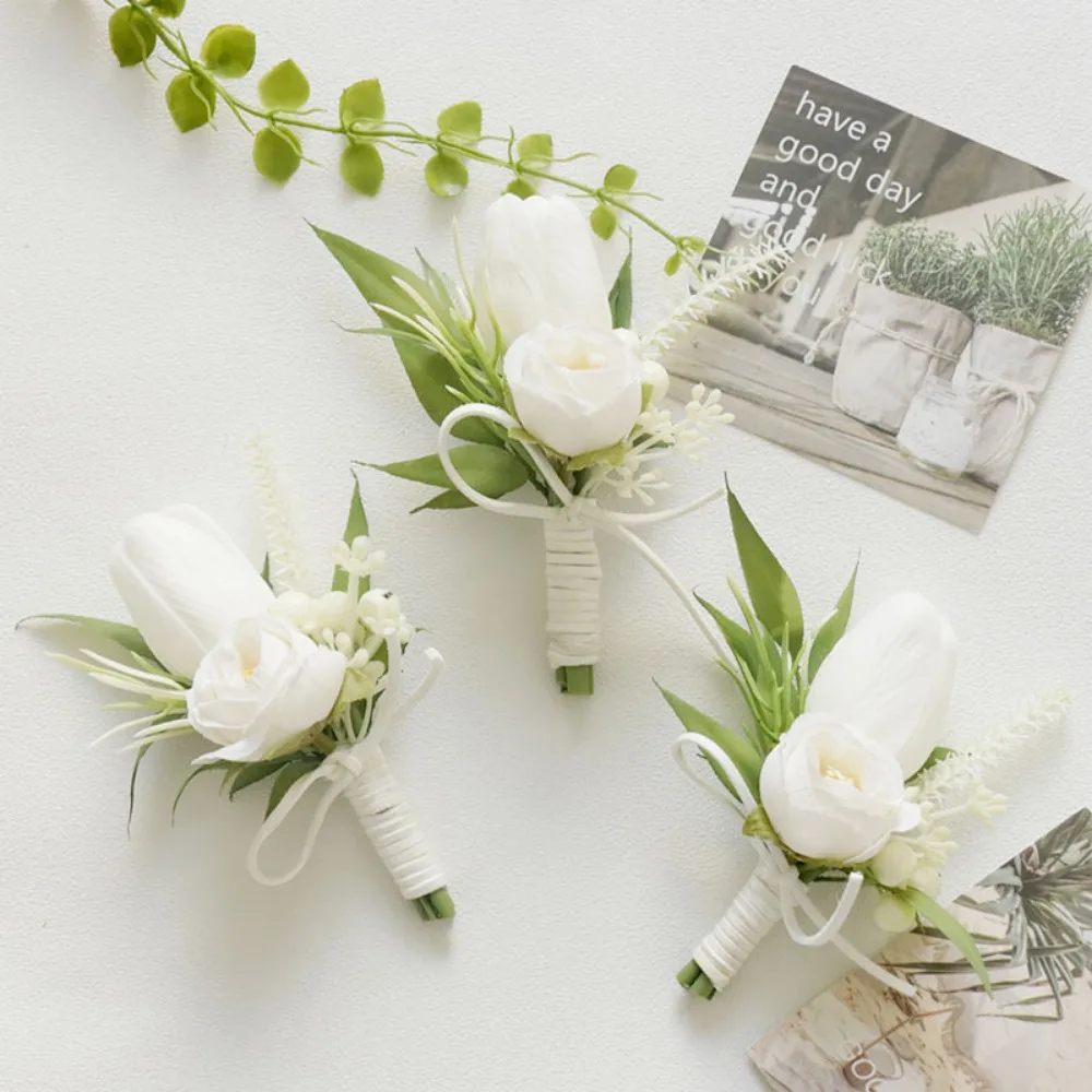 Corsage and Boutonniere Set for Wedding Prom Artificial Rose Flower Homecoming Corsage Wristlet Boutonniere for Men Wedding