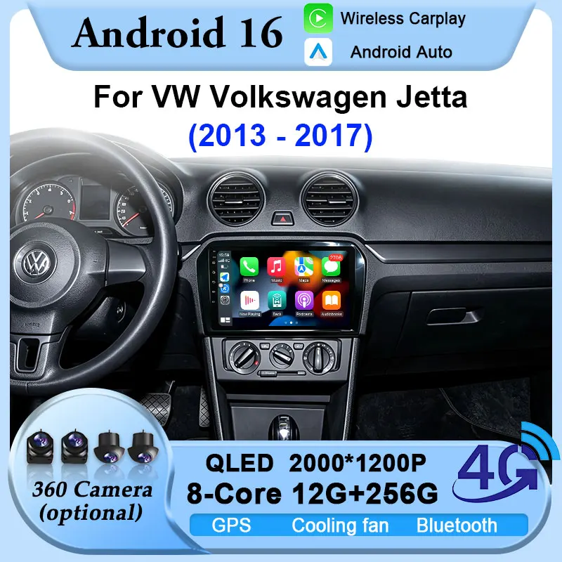 Android 16 Car Radio For VW Volkswagen Jetta 2013 - 2017 Video Player GPS Navigation Multimedia Stereo Carplay Bluetooth WIFI 4G