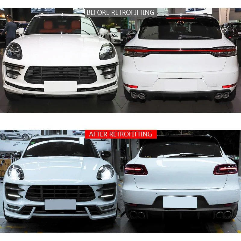2014-2017 for Porsche Macan 95B.1 Body Kit Turbo+TKT Style Side Skirts & Front Bumper Assembly Upgrade New Plastic Condition