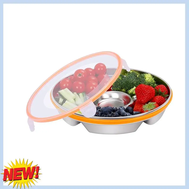 Bandeja para verduras AT14 con tapa y inmersión, bandeja para servir dividida con tapa, bandeja para aperitivos con tapa para plato de fiesta, bandeja para servir frutas